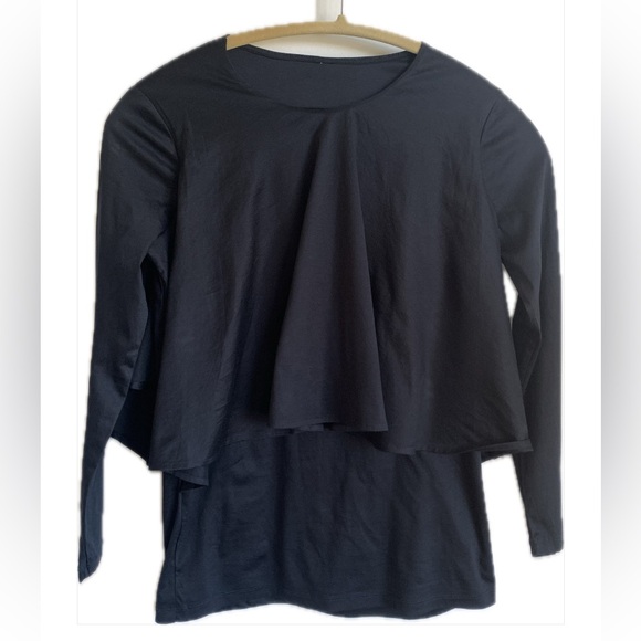 COS Longsleeve Peplum Pullover Top Black Small - Picture 1 of 9